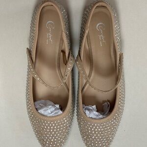 C Comfort for Cato Women's Tan Rhinestone Loafers